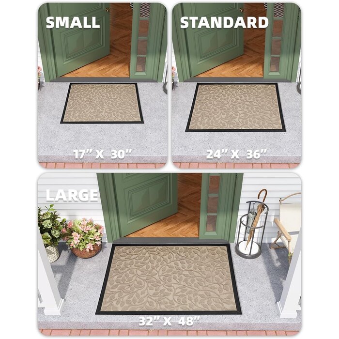Paillasson Kaki Motif Feuilles 80x120 cm - Jusqu'à -35% d'économie