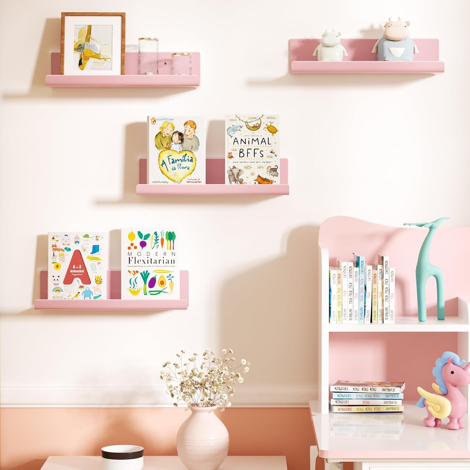 Lot de 4 étagères murales flottantes roses - Jusqu'à -35% de remise