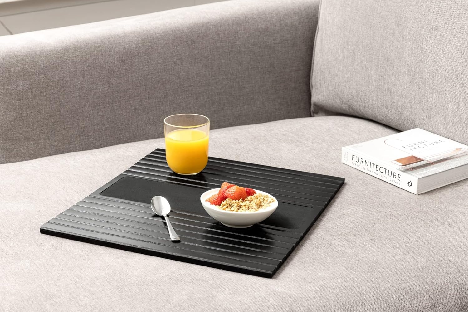 Plateau de canapé flexible en bambou noir - Jusqu'à -35% sur votre confort