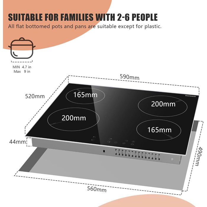 Plaque vitrocéramique 4 zones 6000W - Jusqu'à -35% sur votre équipement