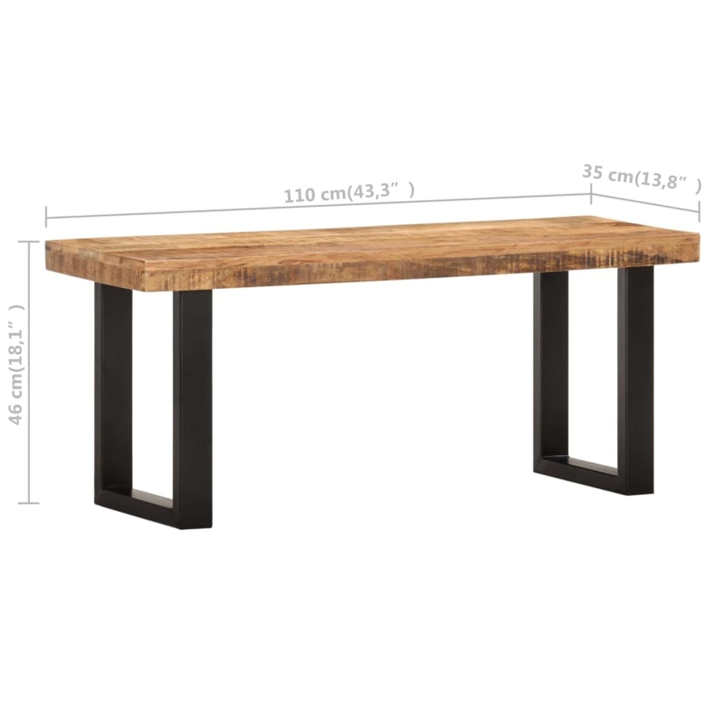 Banc industriel en bois de manguier 110 cm - Jusqu'à -35%