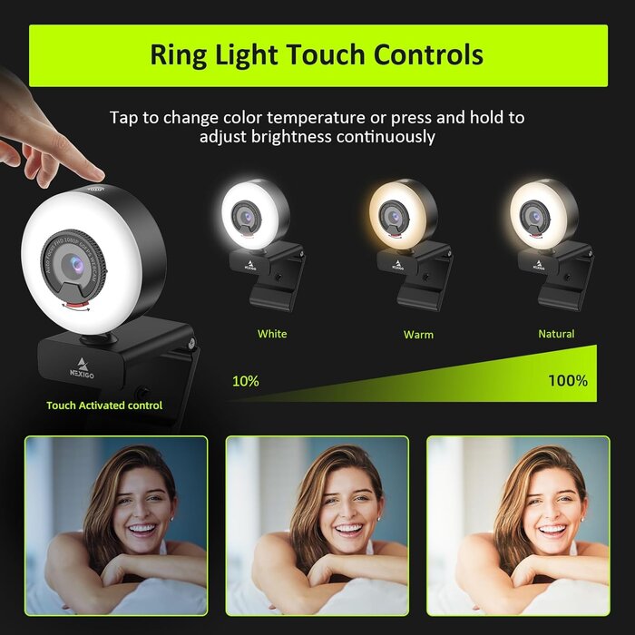 Webcam Full HD 1080p 60FPS avec anneau lumineux - Jusqu'à -35%