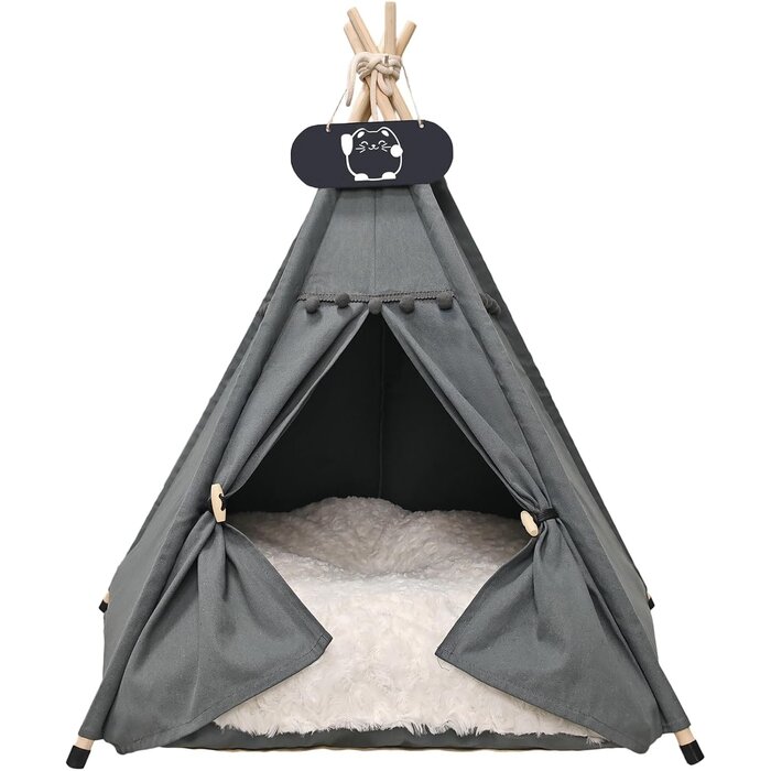 Tipi pour animaux avec coussin - 60x70 cm - Gris - Jusqu'à -35% d'économie