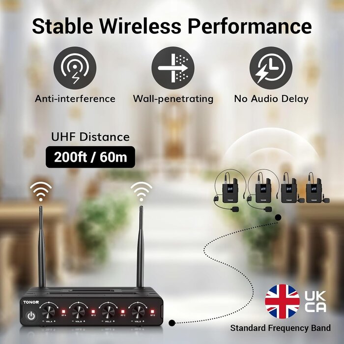 Système de 4 micros sans fil UHF - Portée 60m - Jusqu'à 35% de remise