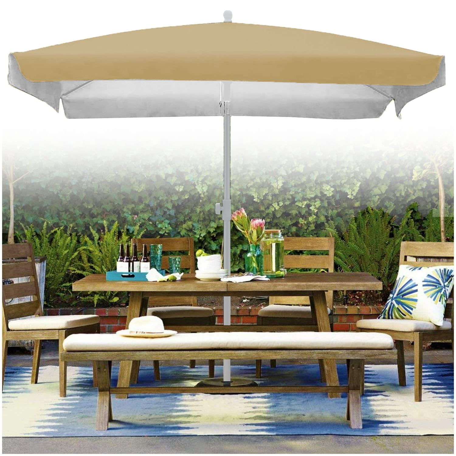 Parasol carré inclinable 160x160cm beige - Jusqu'à 35% de remise