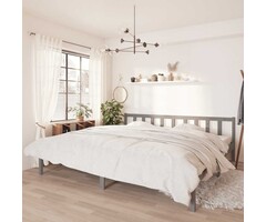 Vidaxl Cadre de lit massif gris 200x200 cm - Jusqu'à -78,3% sur le prix neuf