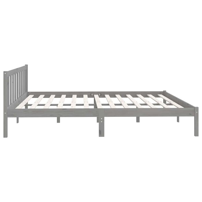 Cadre de lit massif gris 200x200 cm - Jusqu'à -78,3% sur le prix neuf