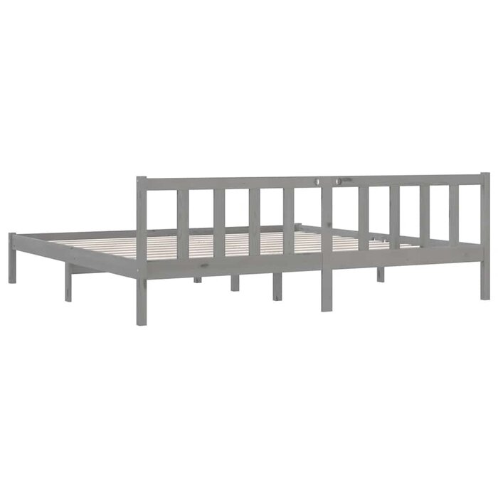 Cadre de lit massif gris 200x200 cm - Jusqu'à -78,3% sur le prix neuf