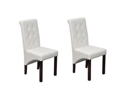 Vidaxl Lot de 2 chaises de salle à manger similicuir blanc - Jusqu'à -71,2%