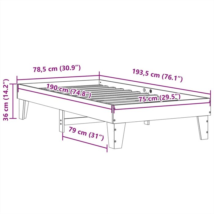 Cadre de lit en bois de pin massif 75x190 cm - Jusqu'à -44,4% de remise