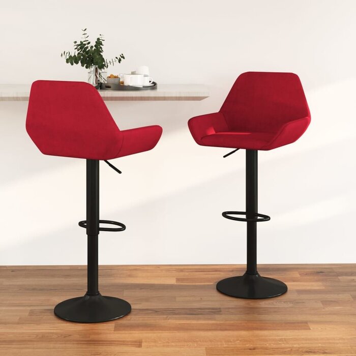 Lot de 2 tabourets de bar en velours rouge vin - Jusqu'à -53%