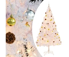 Vidaxl Sapin de Noël blanc 210 cm avec LED et décorations - Jusqu'à 74 % de réduction