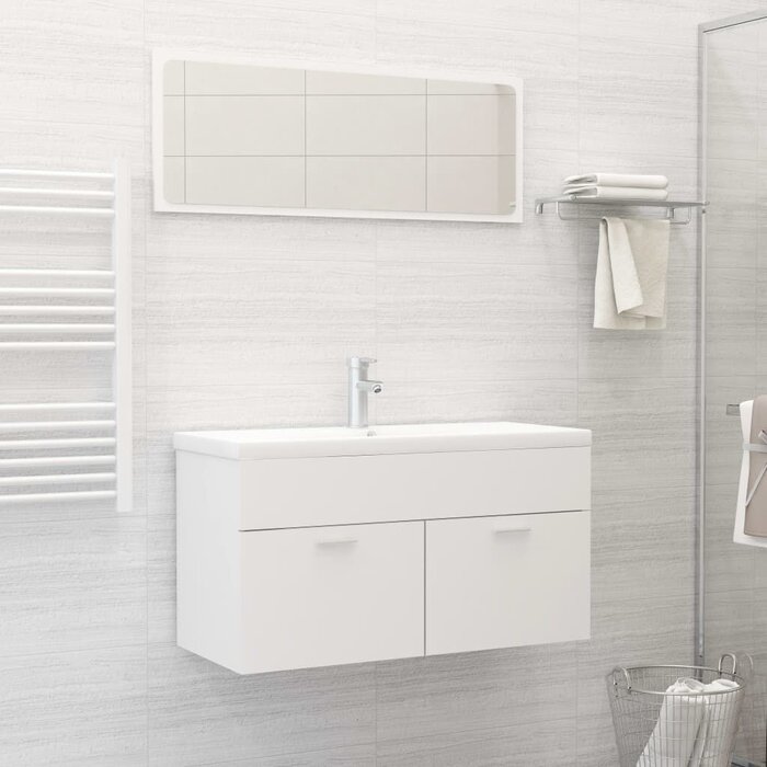 Ensemble meuble salle de bain 90 cm - Blanc - Jusqu'à -71,5%