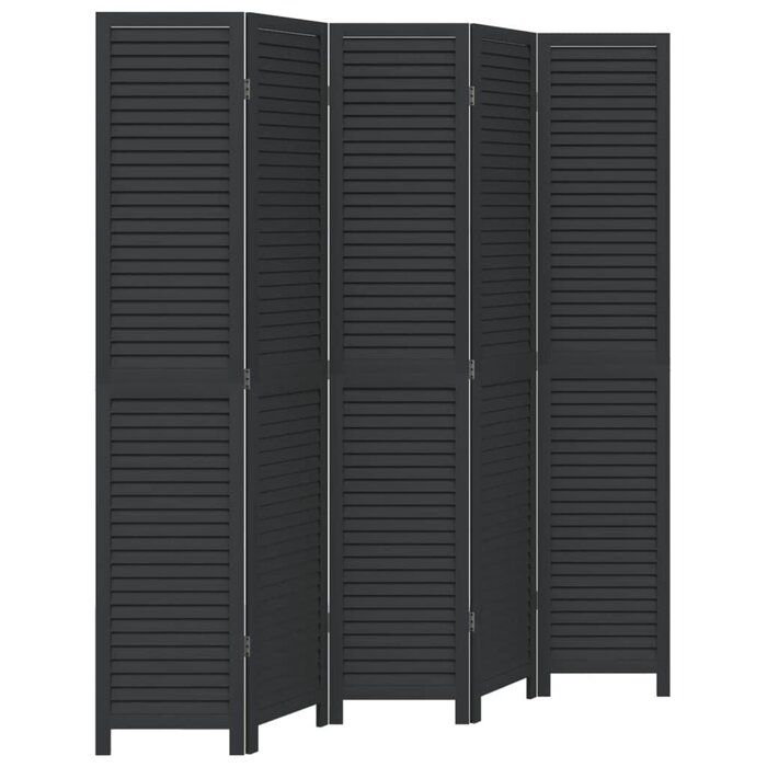 Paravent 5 panneaux en bois massif noir - Jusqu'à -78% en Outlet
