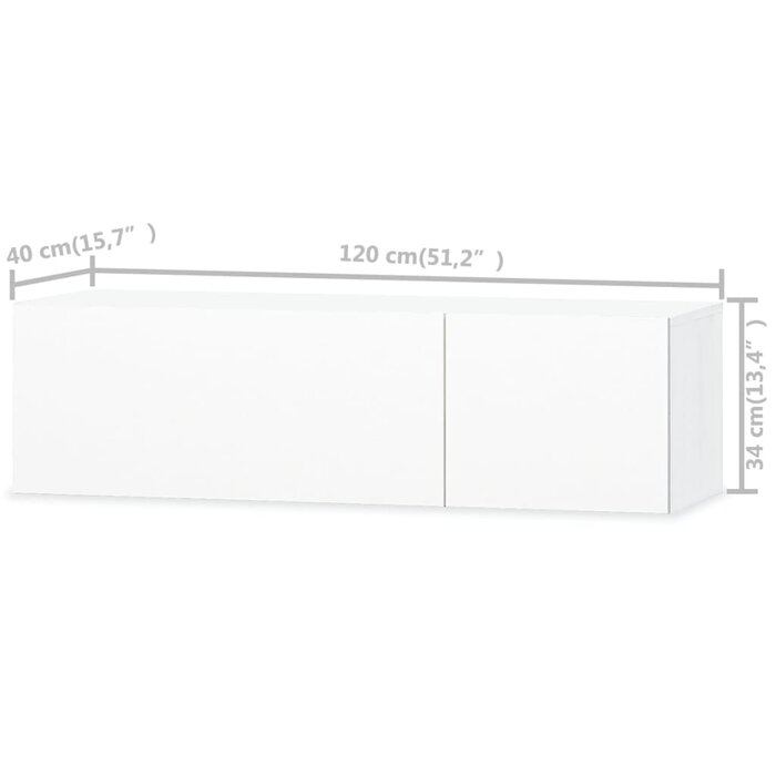 Meuble TV Moderne 120 cm Blanc Brillant - Jusqu'à 73,2% de réduction