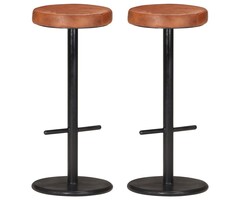 Vidaxl Lot de 2 tabourets de bar en cuir véritable marron - Jusqu'à -73,5%