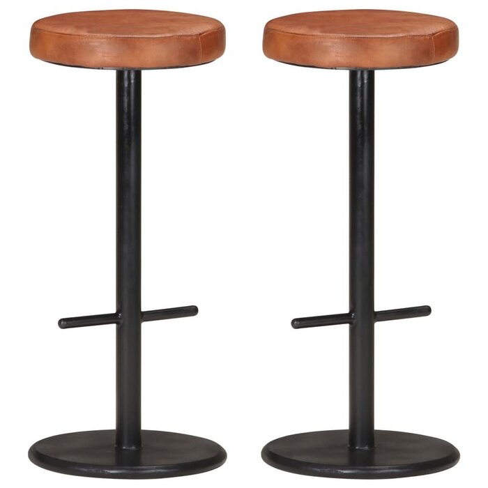 Lot de 2 tabourets de bar en cuir véritable marron - Jusqu'à -73,5%