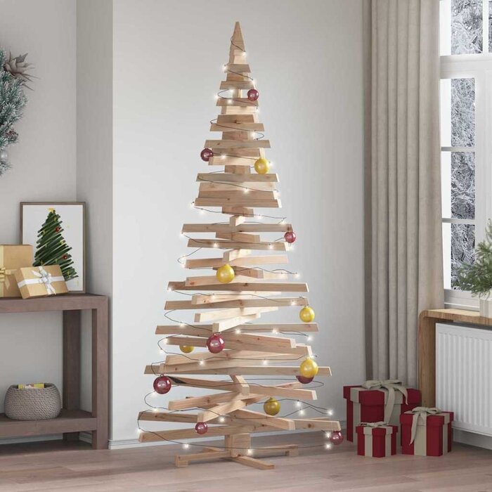 Sapin de Noël en bois massif 210 cm - Naturel - Jusqu'à -73,2% de remise