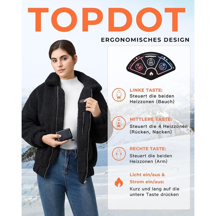 Veste polaire chauffante femme - 8 zones - Batterie 18400 mAh - Jusqu'à -67,1%