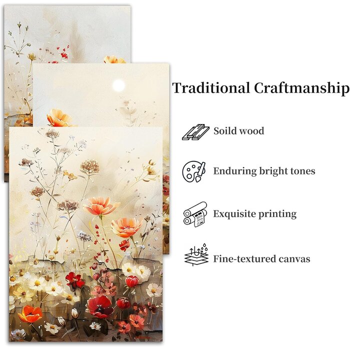 Triptyque floral moderne 50x70cm - Jusqu'à -67,5% sur votre décoration