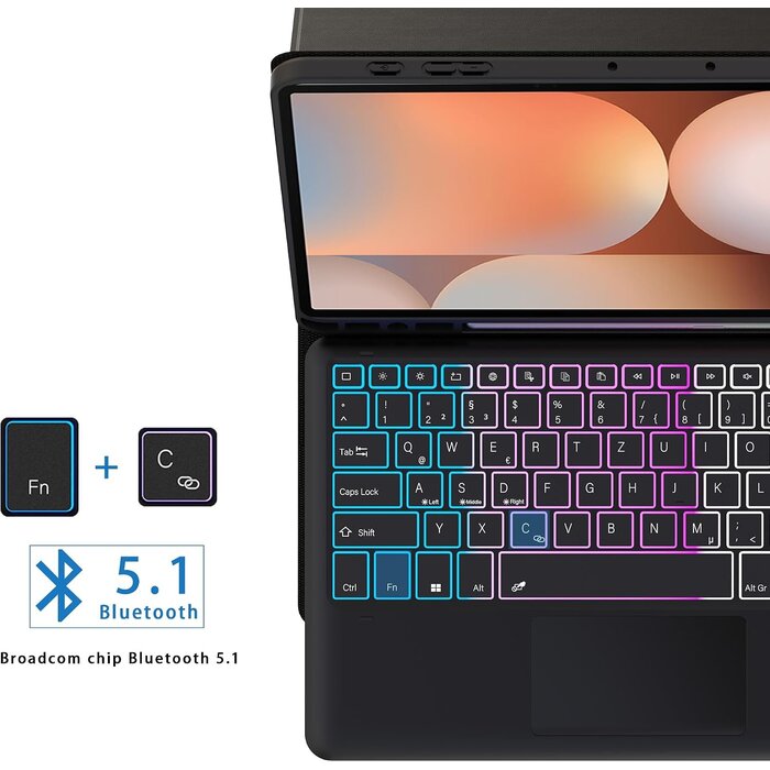 Étui clavier rétroéclairé pour tablette 12,4" - Jusqu'à 68,1% de réduction