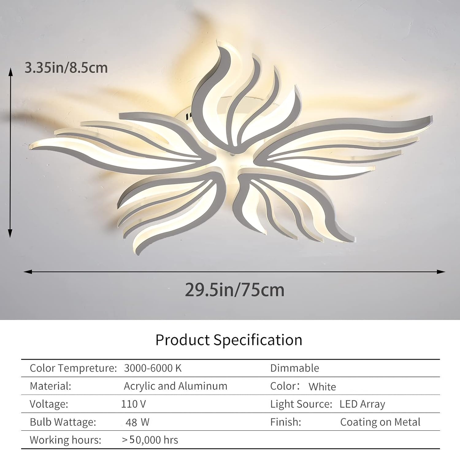 Plafonnier LED Fleur 75cm Dimmable - Jusqu'à -64,1% sur le prix neuf
