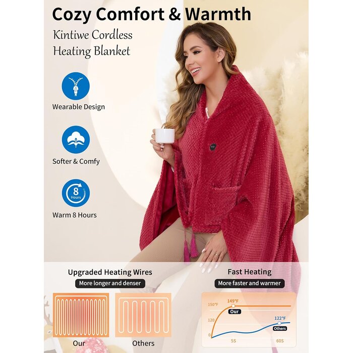 Couverture chauffante sans fil 150x100cm - Jusqu'à 64,3% de réduction