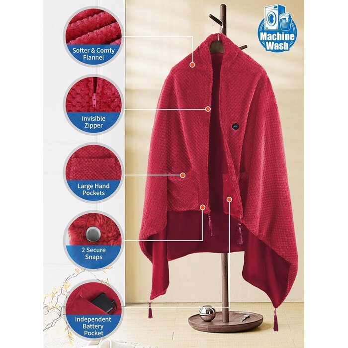 Couverture chauffante sans fil 150x100cm - Jusqu'à 64,3% de réduction