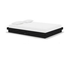Vidaxl Cadre de lit en bois massif noir 135x190 cm - Jusqu'à -67,6%