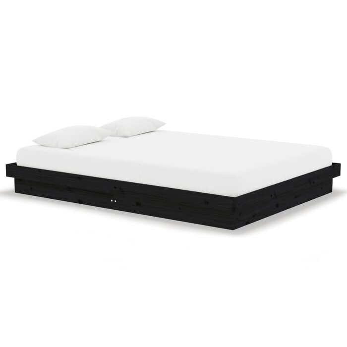 Cadre de lit en bois massif noir 135x190 cm - Jusqu'à -67,6%