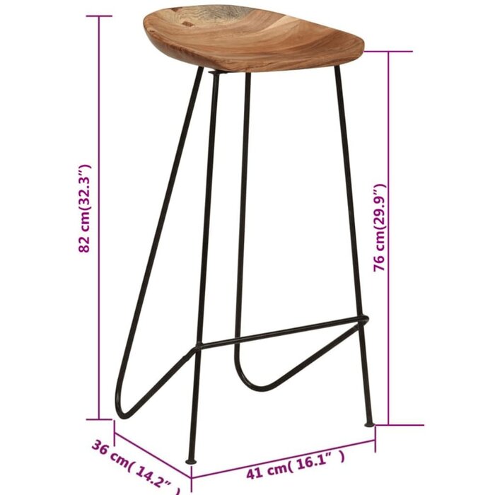 Lot de 2 tabourets de bar industriels en bois massif - Jusqu'à -67,9%