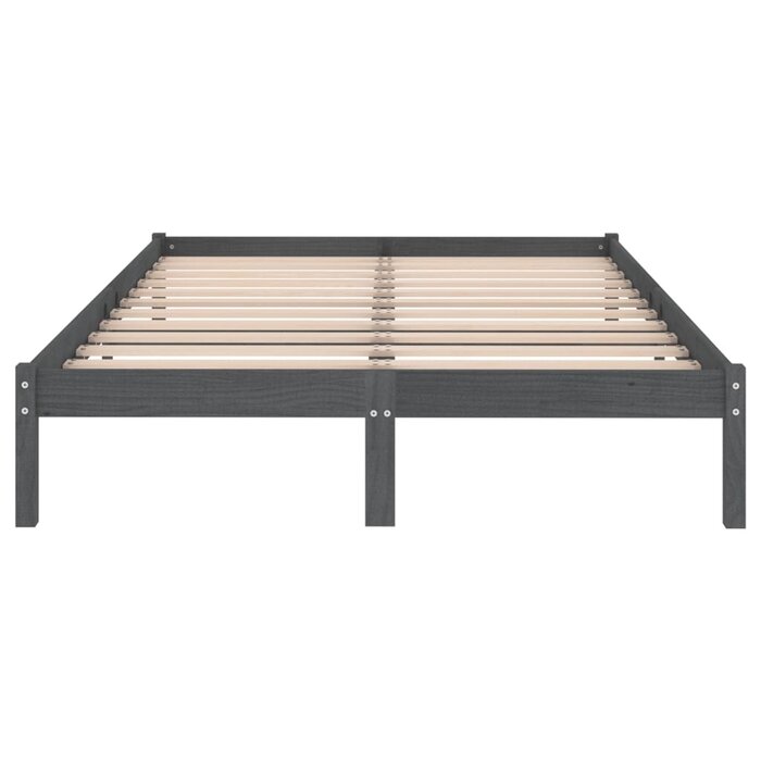 Cadre de lit en pin massif 200x200 cm Gris - Jusqu'à 66,1 % de réduction