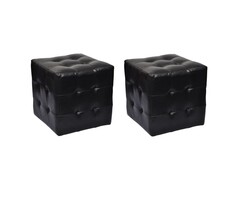 Vidaxl Lot de 2 tabourets cubiques noirs en similicuir - Jusqu'à -66,3 %