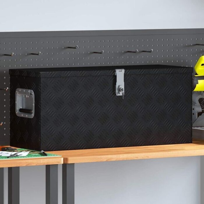 Coffre de rangement en aluminium noir 80x30x35 cm - Jusqu'à -64,4%