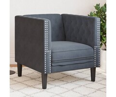 Vidaxl Fauteuil Chesterfield en velours gris foncé - Jusqu'à -60,1% de remise
