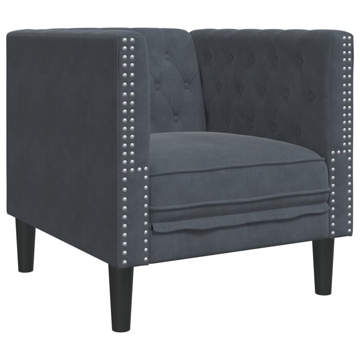 Fauteuil Chesterfield en velours gris foncé - Jusqu'à -60,1% de remise