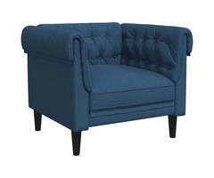 Vidaxl Fauteuil style Chesterfield en tissu bleu - Jusqu'à -60,3%