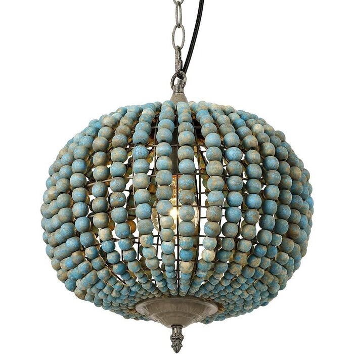 Suspension ronde perles bois bleu antique - Jusqu'à -60,7% de remise