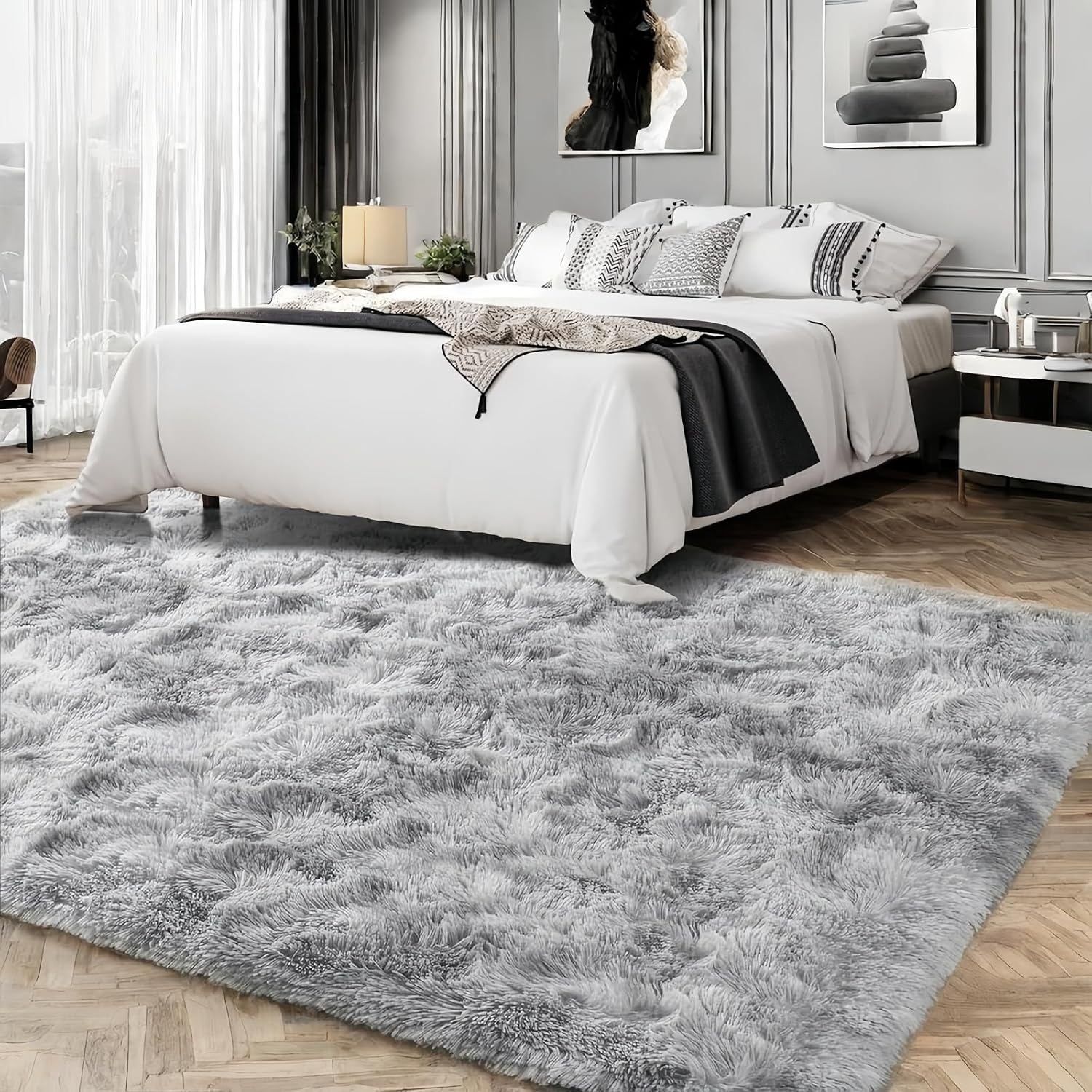 Tapis Poils Longs Gris 80x160cm - Antidérapant - Jusqu'à -58,3%