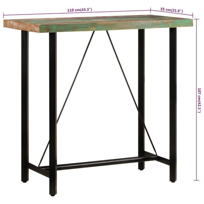Table de bar industrielle en bois recyclé - Jusqu'à 64,5% de réduction