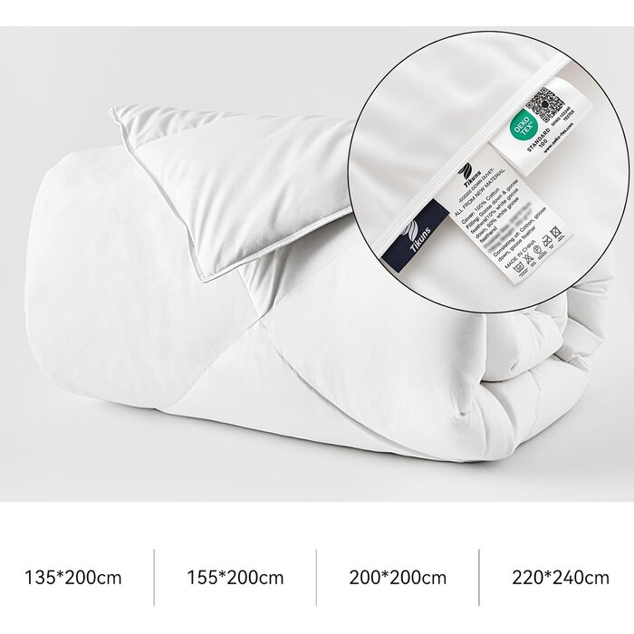 Couette d'hiver 155x220 cm duvet et plumes d'oie - Jusqu'à -60,3%