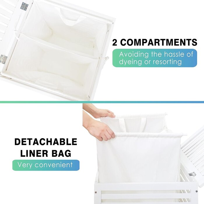 Panier à linge double en bambou 120L - Jusqu'à -62% sur le déballé