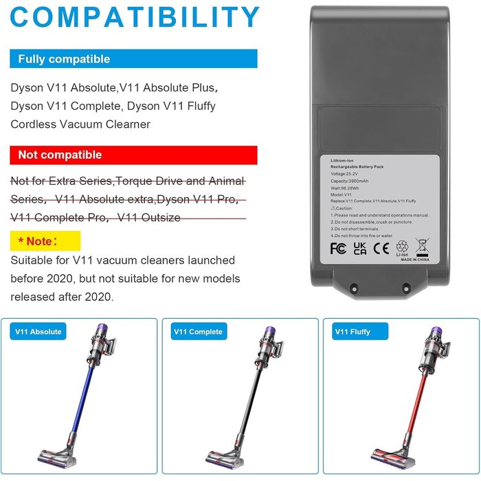 Batterie de rechange 3900mAh pour aspirateur - Jusqu'à -55,7% de remise