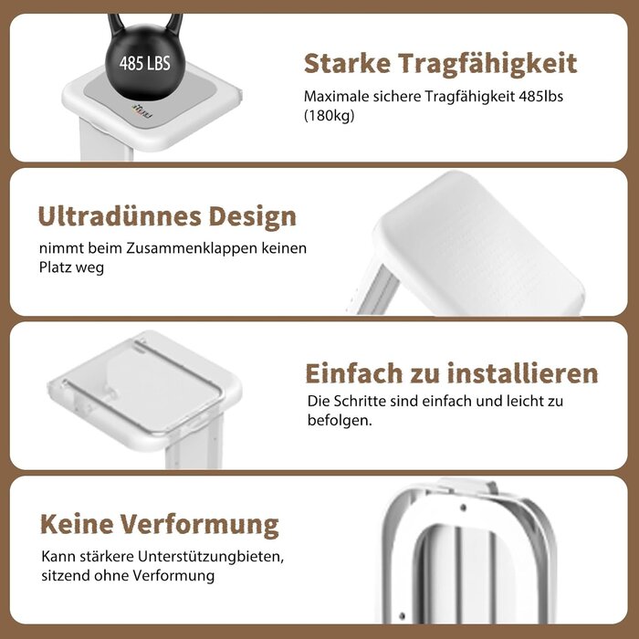 Siège de douche pliable avec pied - Jusqu'à 57,3% de réduction