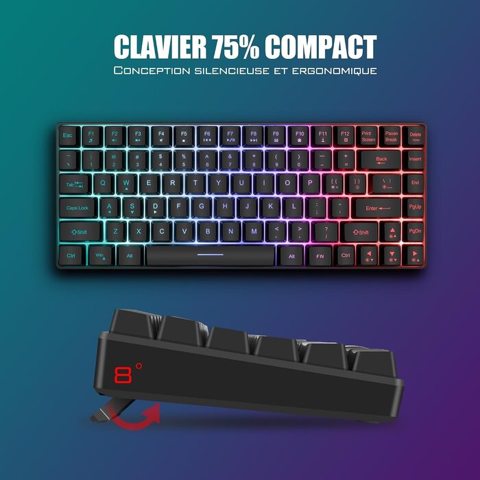 Combo Gaming Clavier 75% & Souris Sans Fil RGB - Jusqu'à -55,5% de réduction