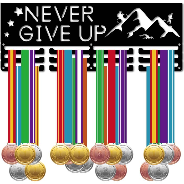 Présentoir médailles Never Give Up - 40x15cm - Jusqu'à -54,1%