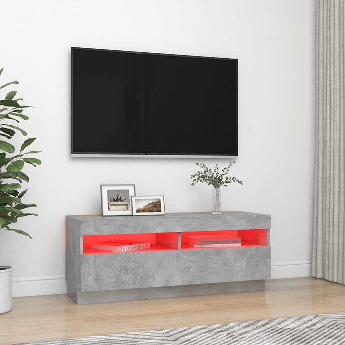 Meuble TV LED Gris Béton 100cm - Jusqu'à -59% sur notre sélection Outlet