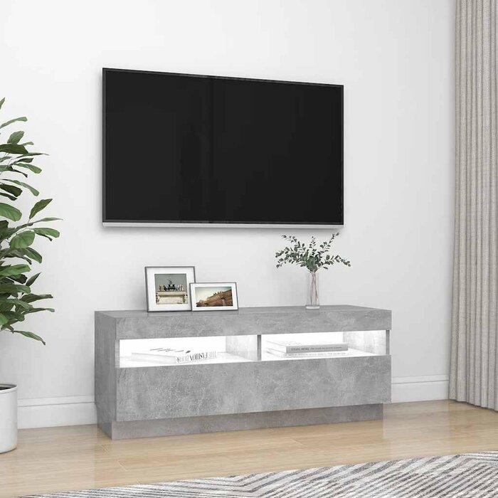 Meuble TV LED Gris Béton 100cm - Jusqu'à -59% sur notre sélection Outlet
