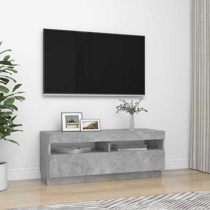 Meuble TV LED Gris Béton 100cm - Jusqu'à -59% sur notre sélection Outlet