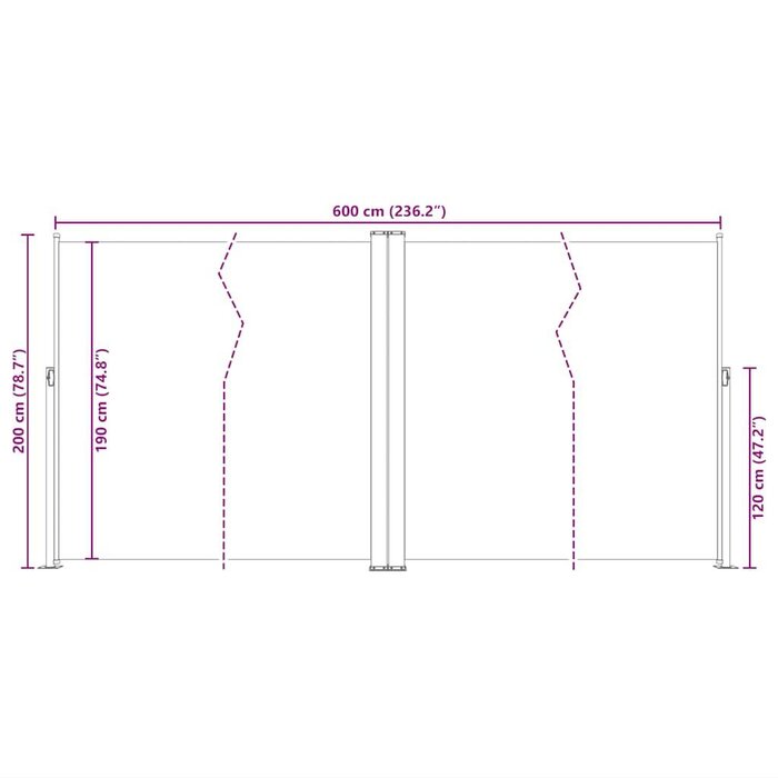 Paravent Rétractable Double 200x600cm Noir - Jusqu'à -57,6%